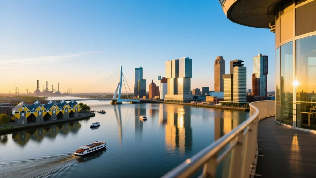 Panoramic city view from the Euromast observation tower