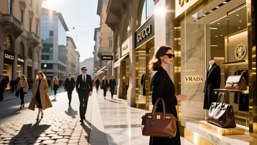 Fashion district with luxury shops