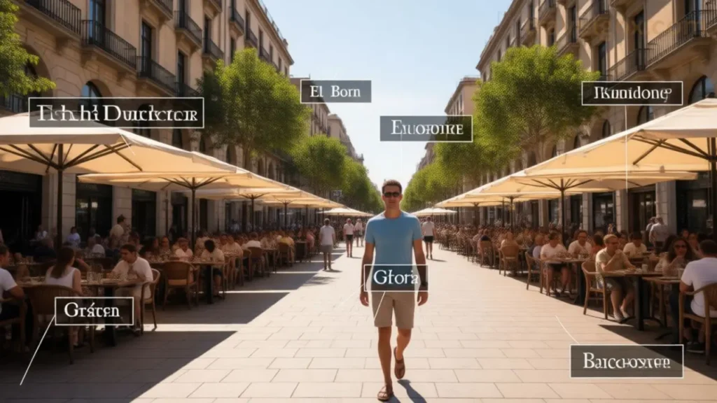 Tourists exploring La Rambla in Barcelona