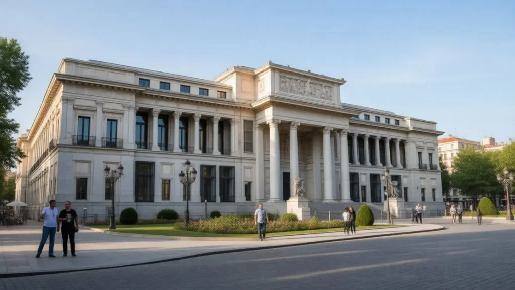 Exterior of the Prado Museum, elegant neoclassical architecture