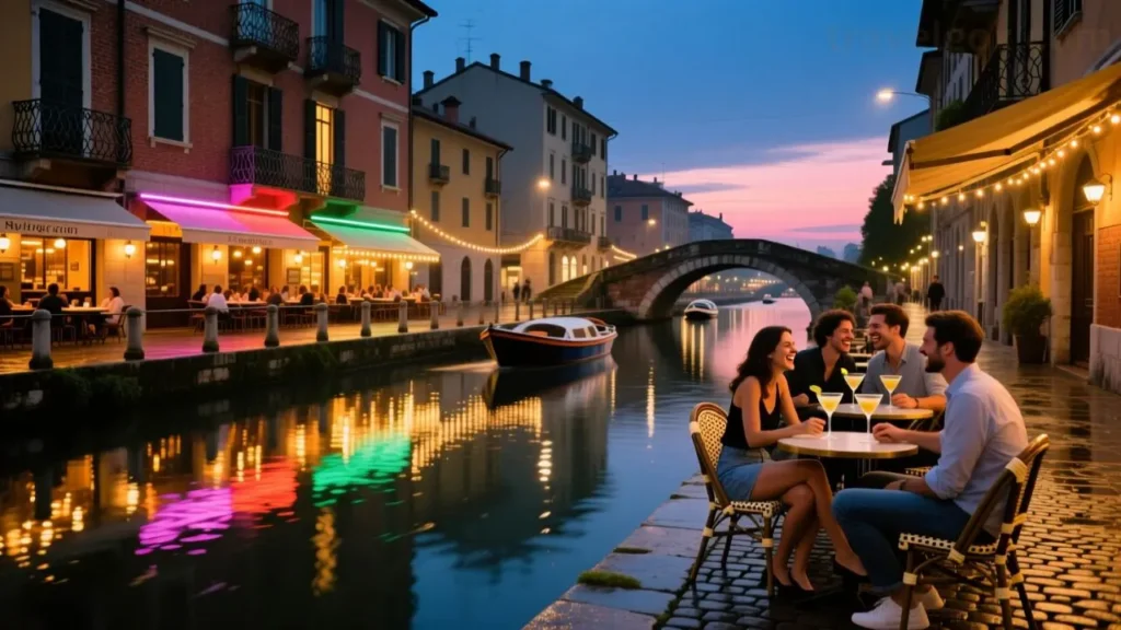 Navigli canals nightlife in Milan