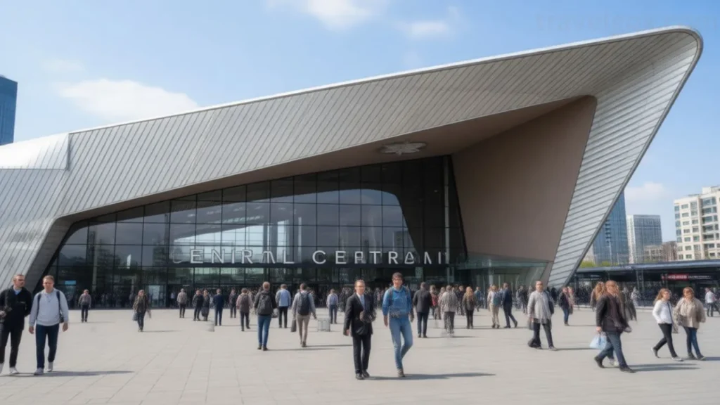 Modern exterior of Rotterdam Central Station