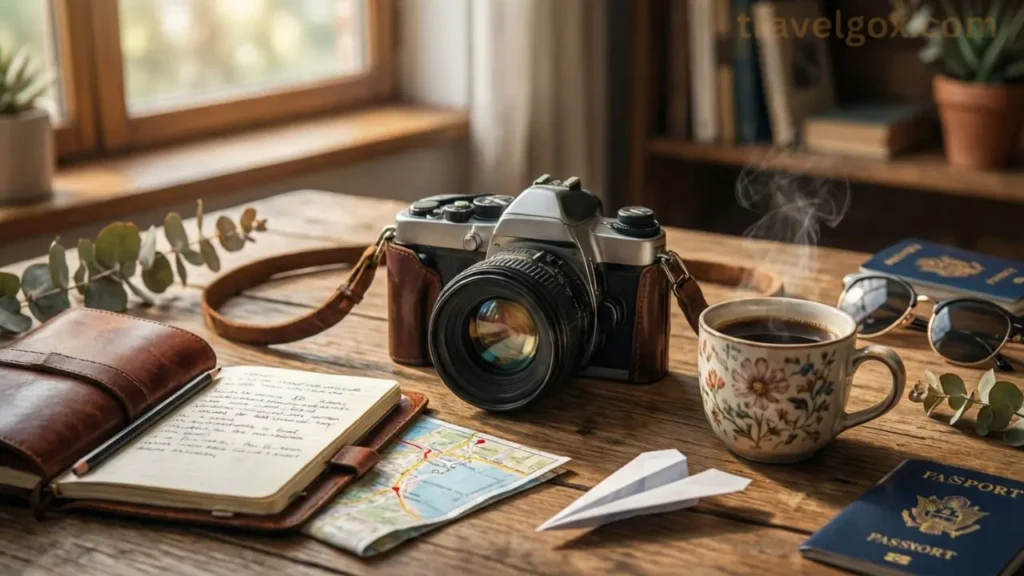 Travel planning with a map and a camera