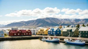 Panoramic view of Reykjavik city and harbor