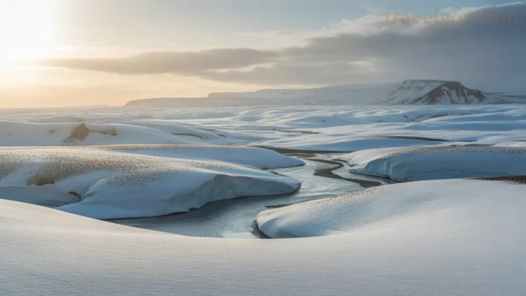 Snowy Iceland landscape in March