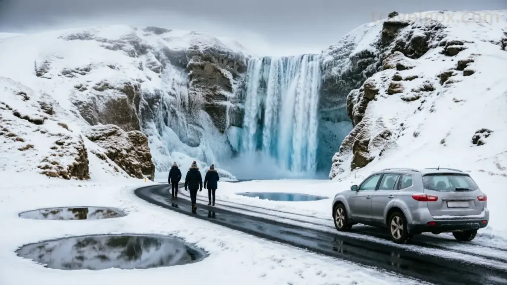 waterfalls in winter scenery